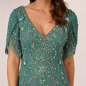 Elegant Teal Embellished Dress